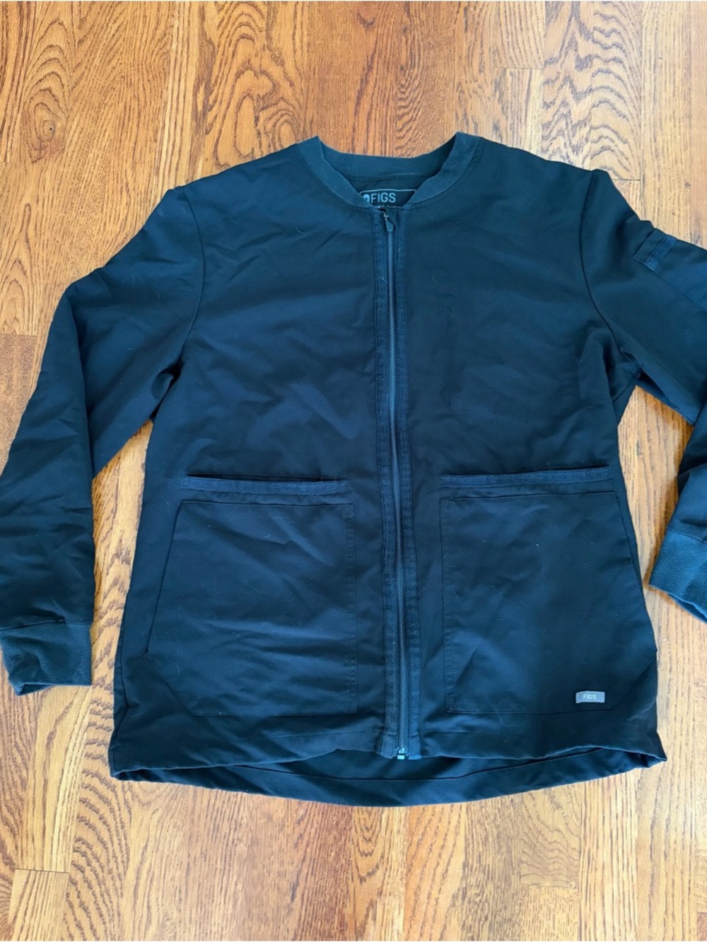 Figs technical collection Black Zip-Front scrub Jacket size large